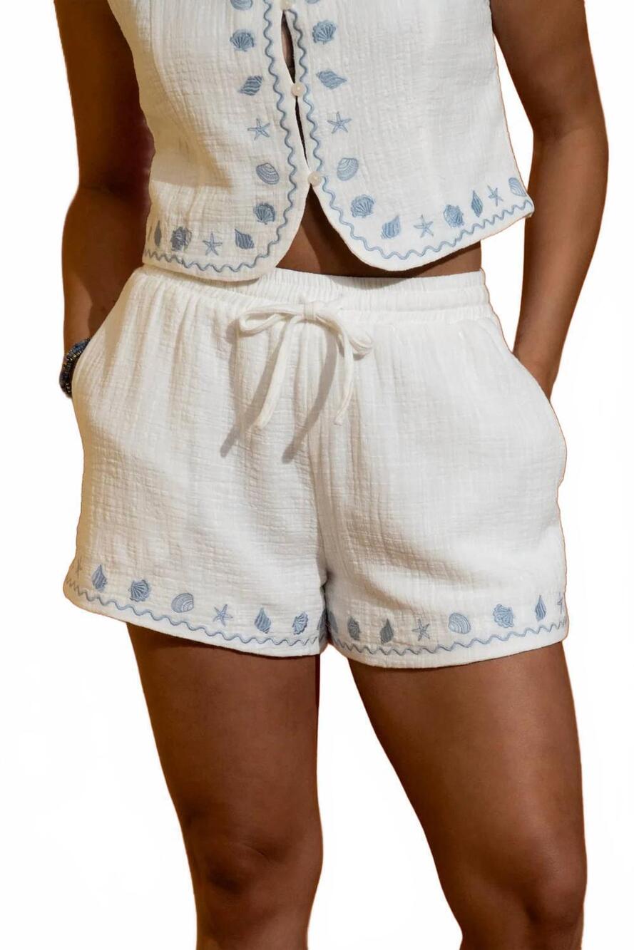 NEW MUSTARD SEED areli seashell shorts in white